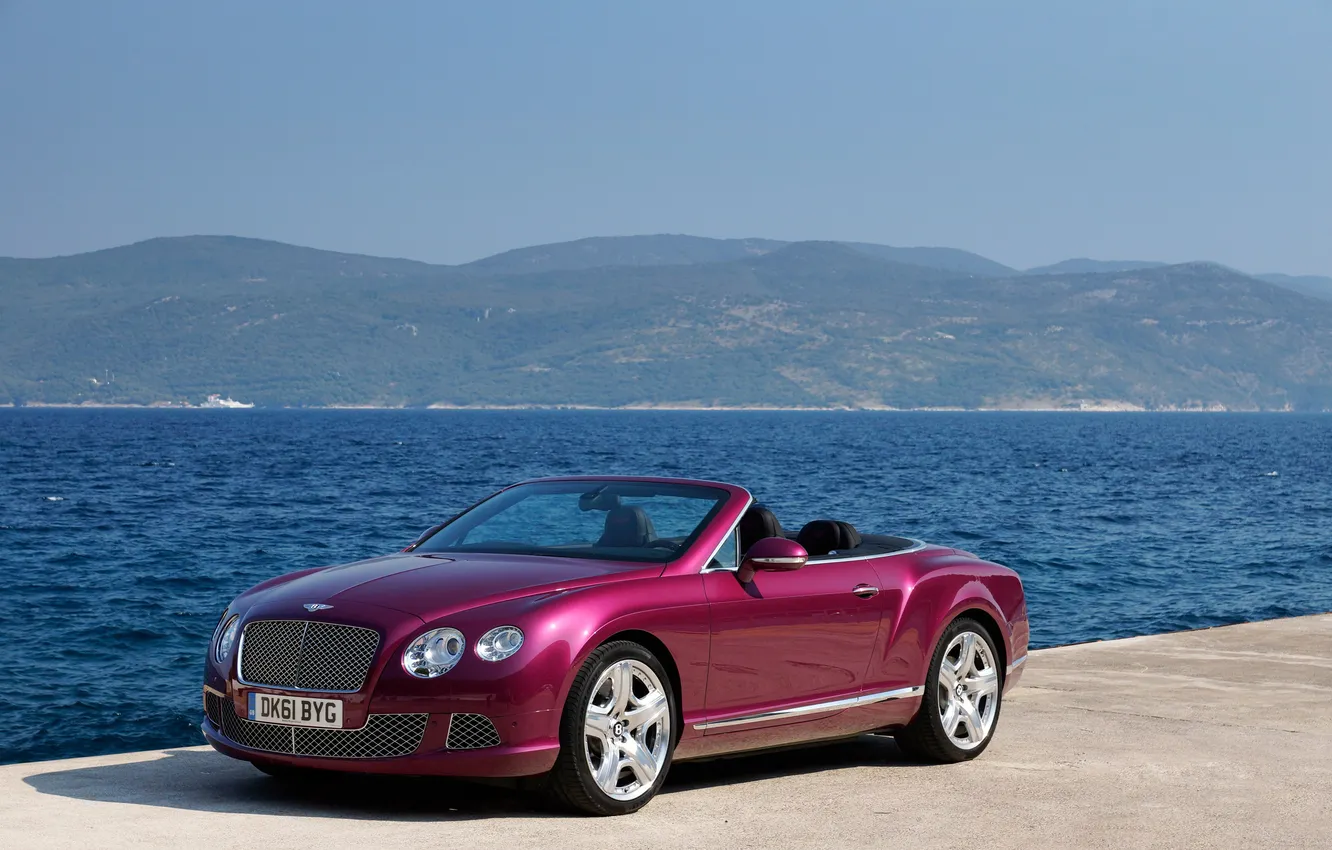 Photo wallpaper sea, car, machine, the sky, water, mountains, nature, sky