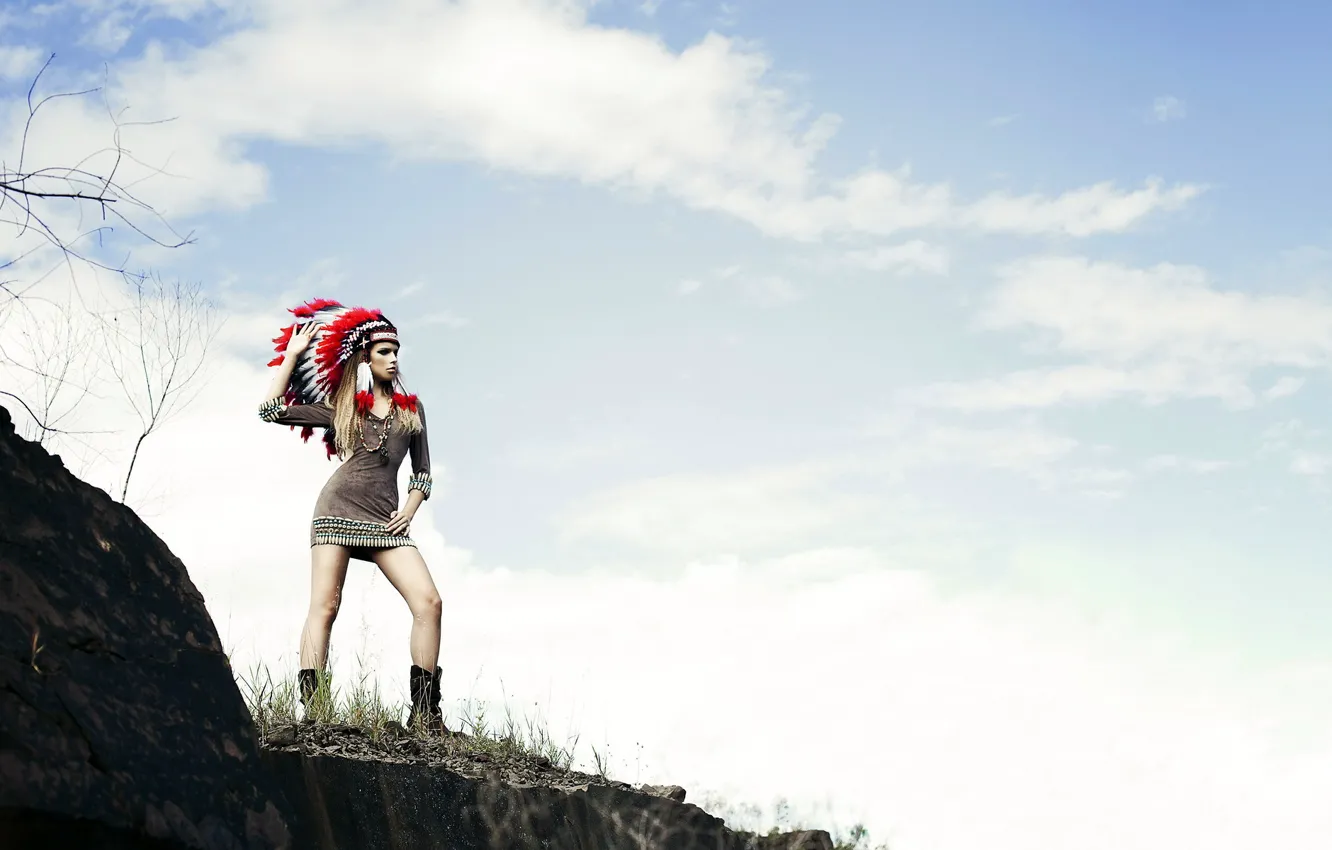 Photo wallpaper the sky, girl, pose