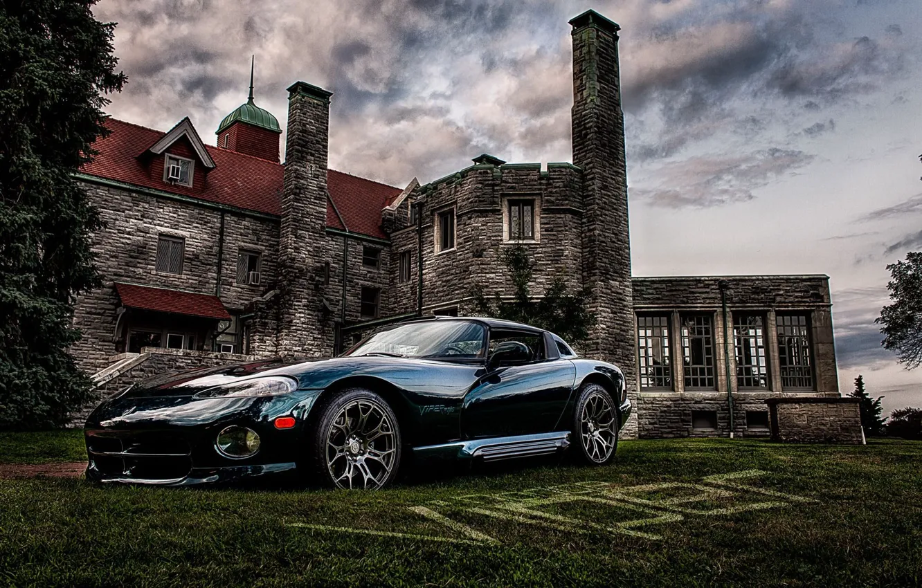 Photo wallpaper beauty, 1992, sports car, the old mansion, Dodge Viper RT 10
