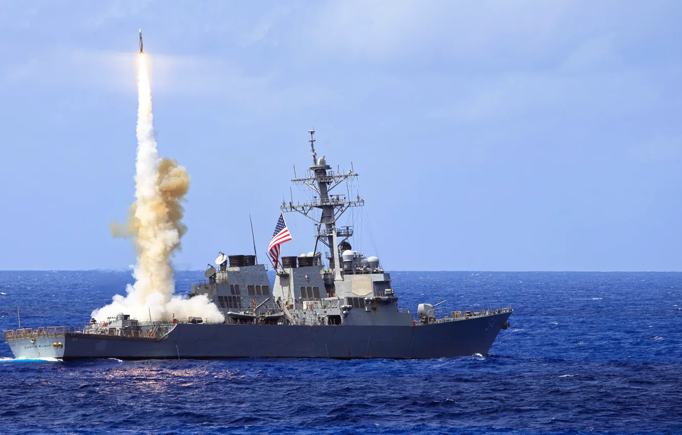 Photo wallpaper weapons, ship, army, Standard Missile 2 (SM-2), USS Curtis Wilbur (DDG 54)