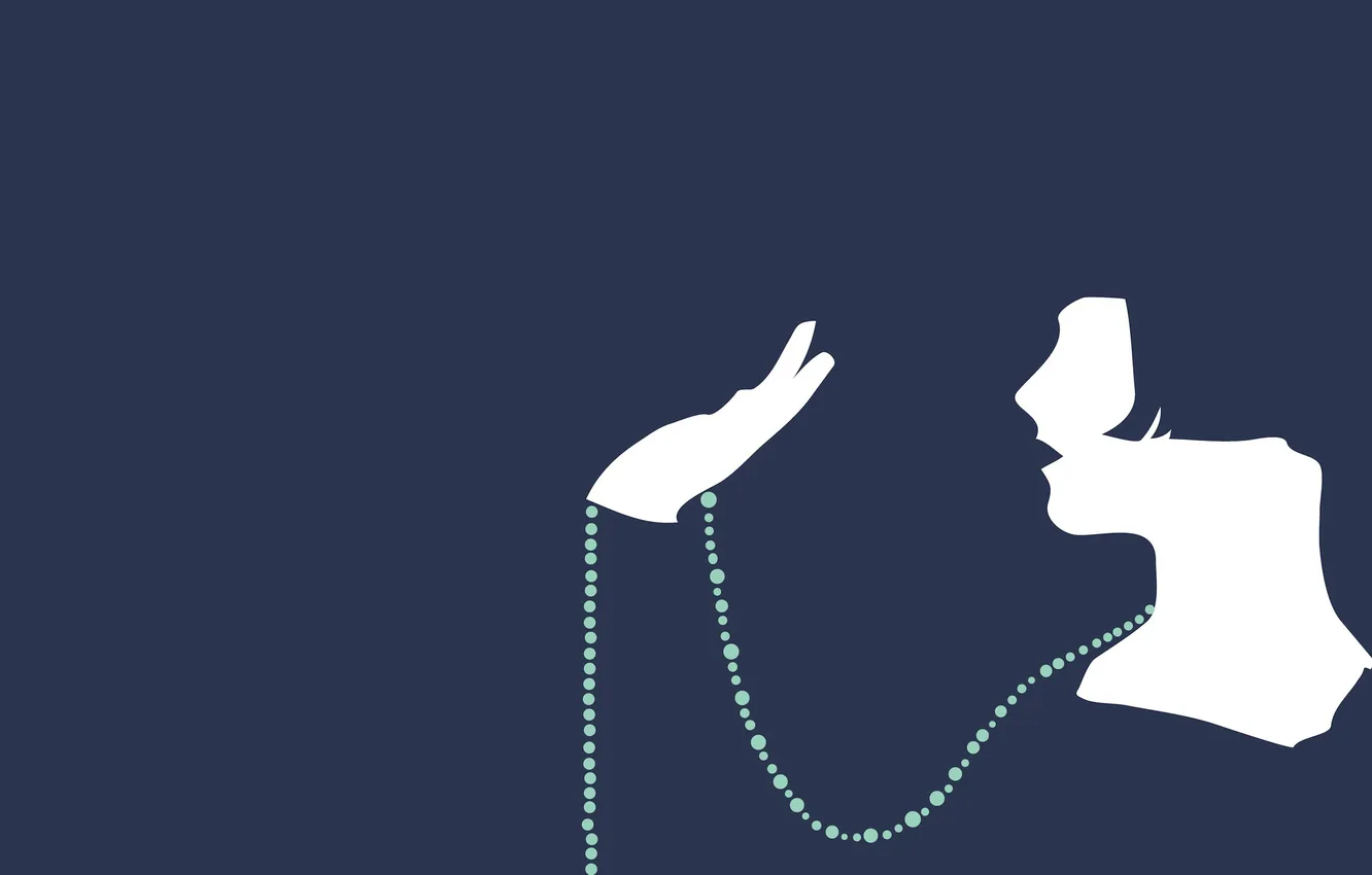 Photo wallpaper retro, minimalism, silhouette, beads, lady
