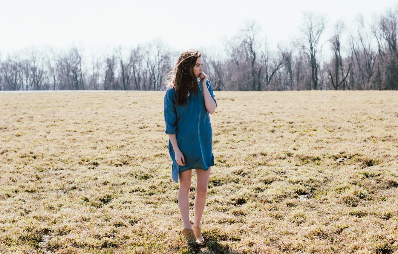 Photo wallpaper field, girl, dress