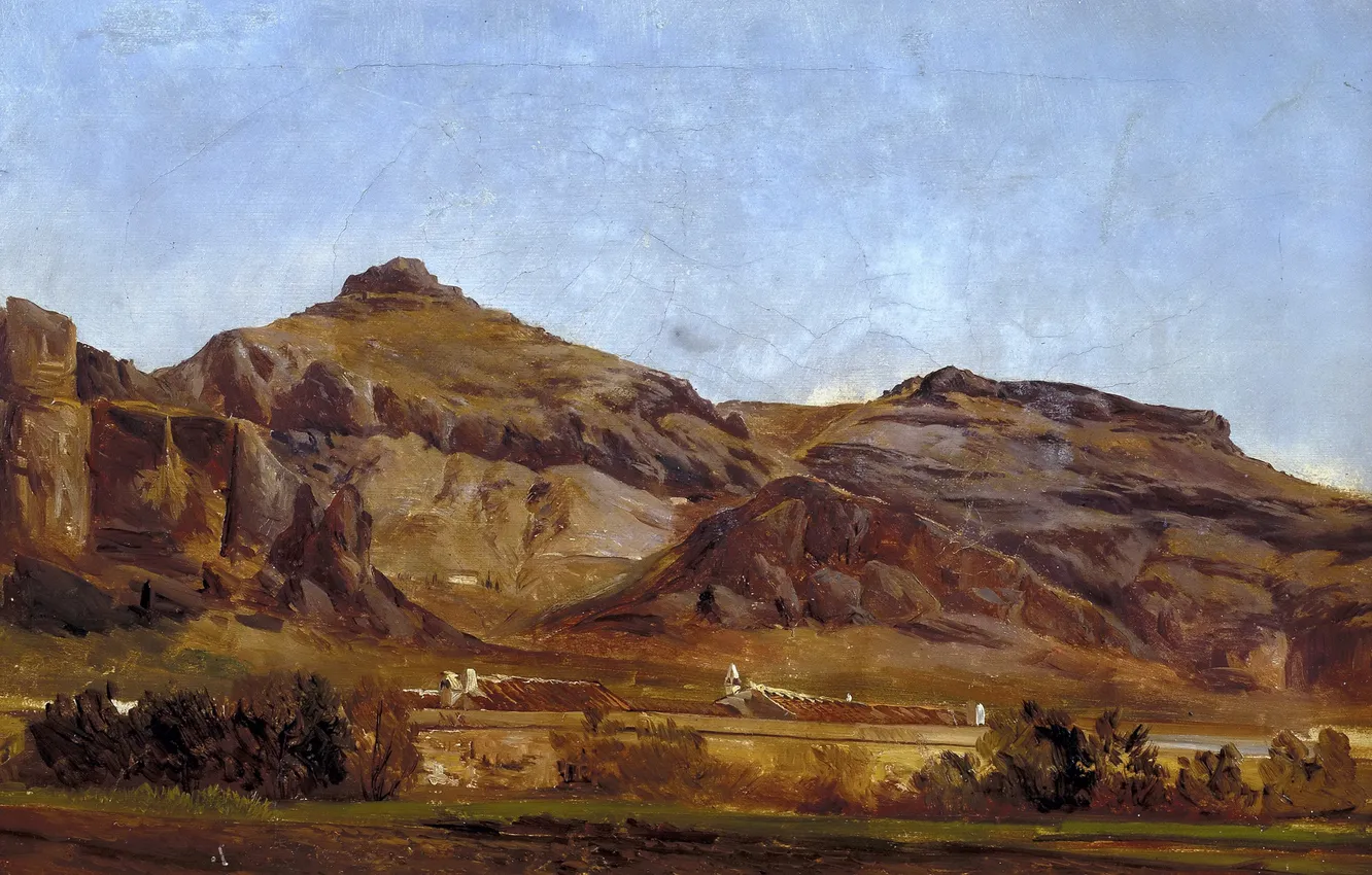 Photo wallpaper landscape, mountains, picture, Carlos de Haes, Canyon Despenaperros