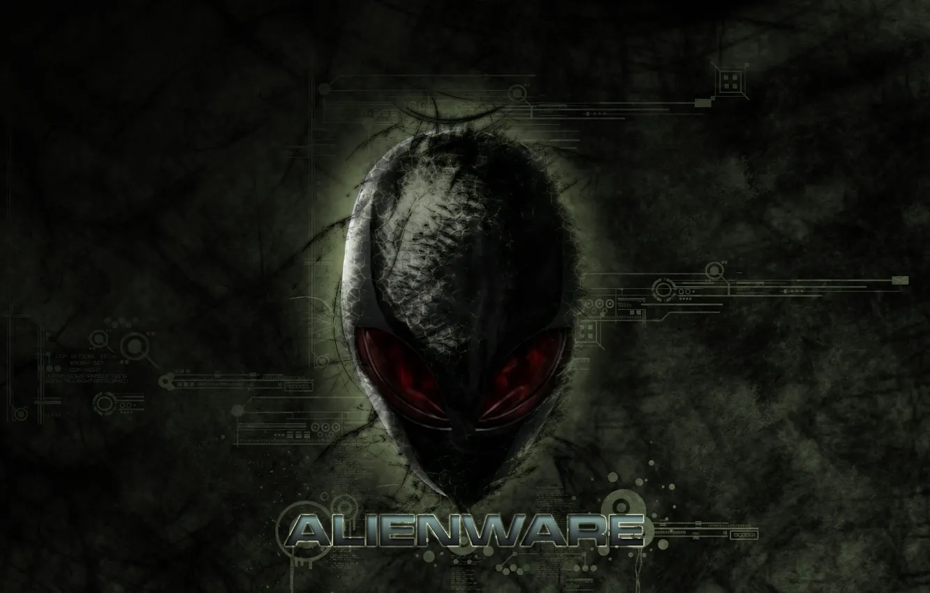 Photo wallpaper logo, Stranger, alien, Alienware, the head of the alien