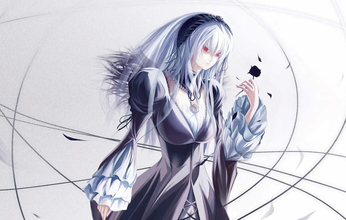 Photo wallpaper girl, anime, art, grey hair