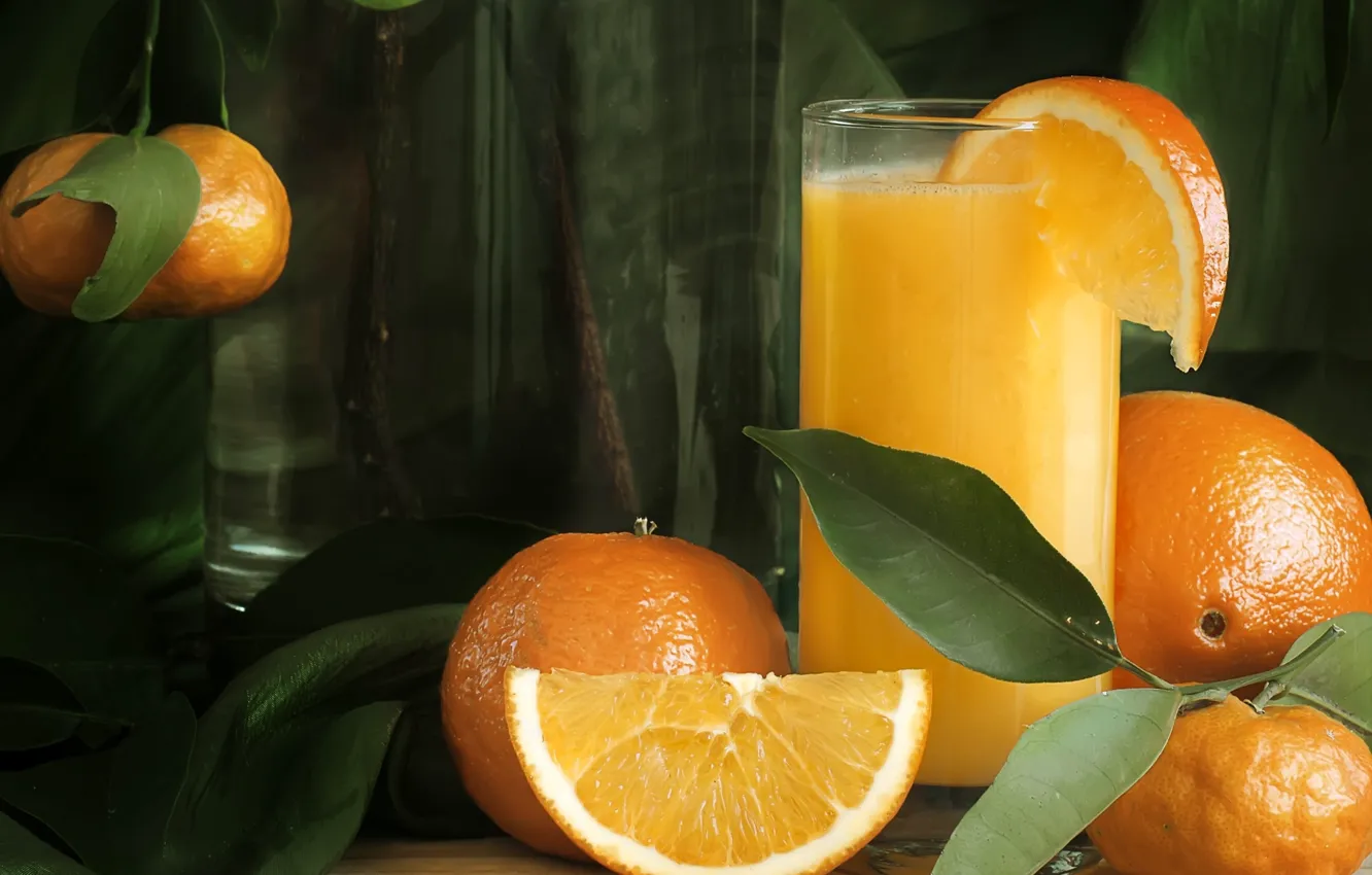 Photo wallpaper juice, pitcher, orange juice, tangerines