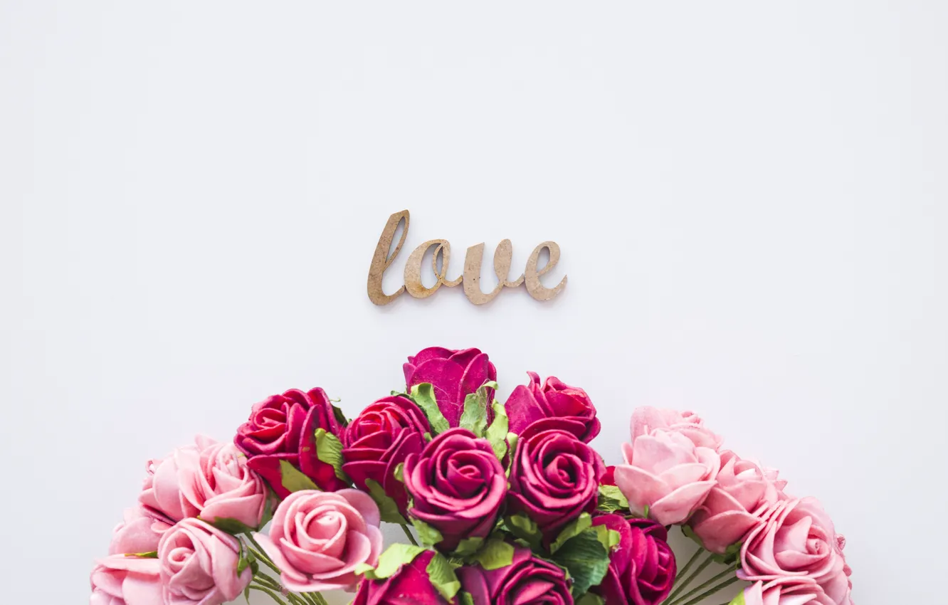 Photo wallpaper love, flowers, roses, love, pink background, pink, flowers, beautiful
