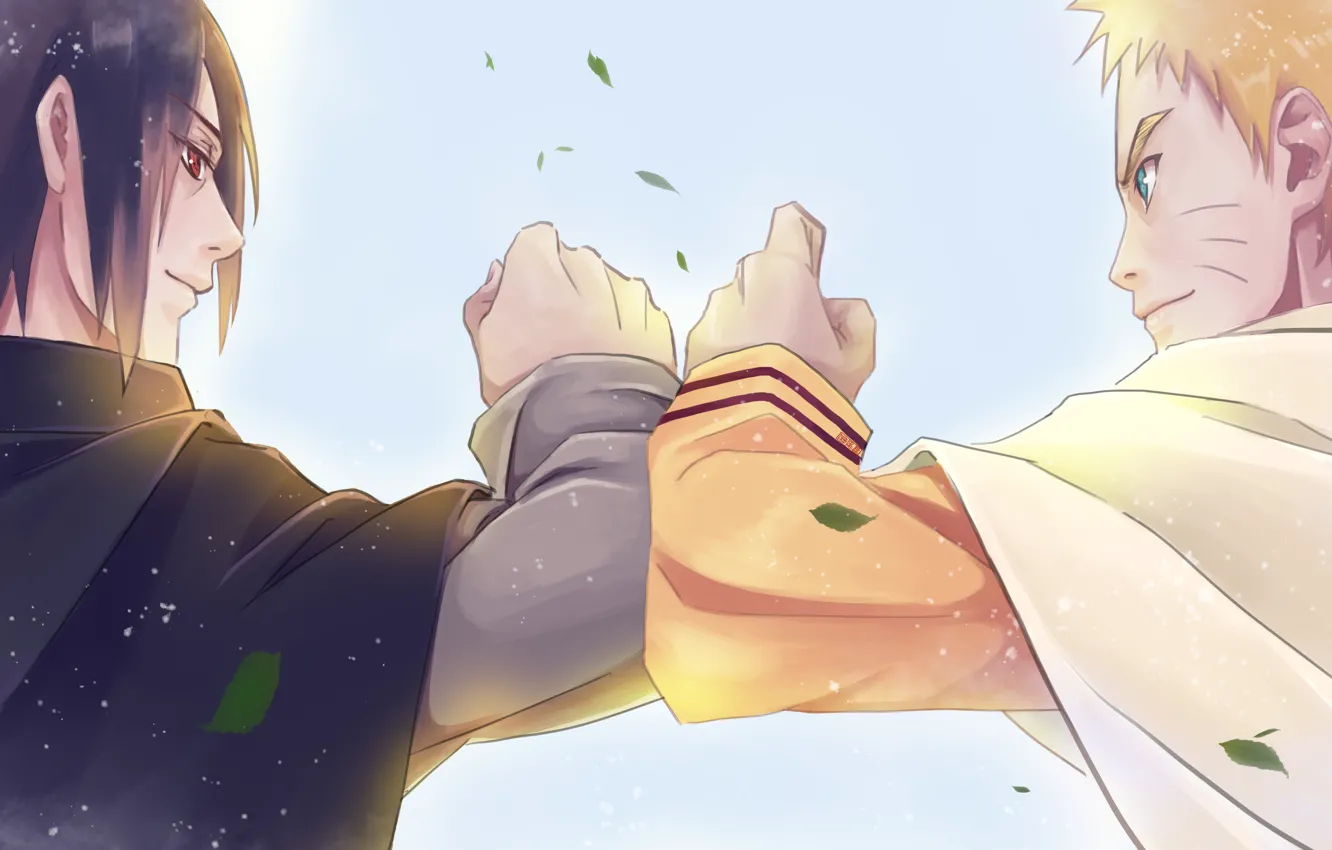 Photo wallpaper each, Naruto, art, Uchiha Sasuke, Uzumaki Naruto, nanadaime hokage, by Tibet-Omega-cat