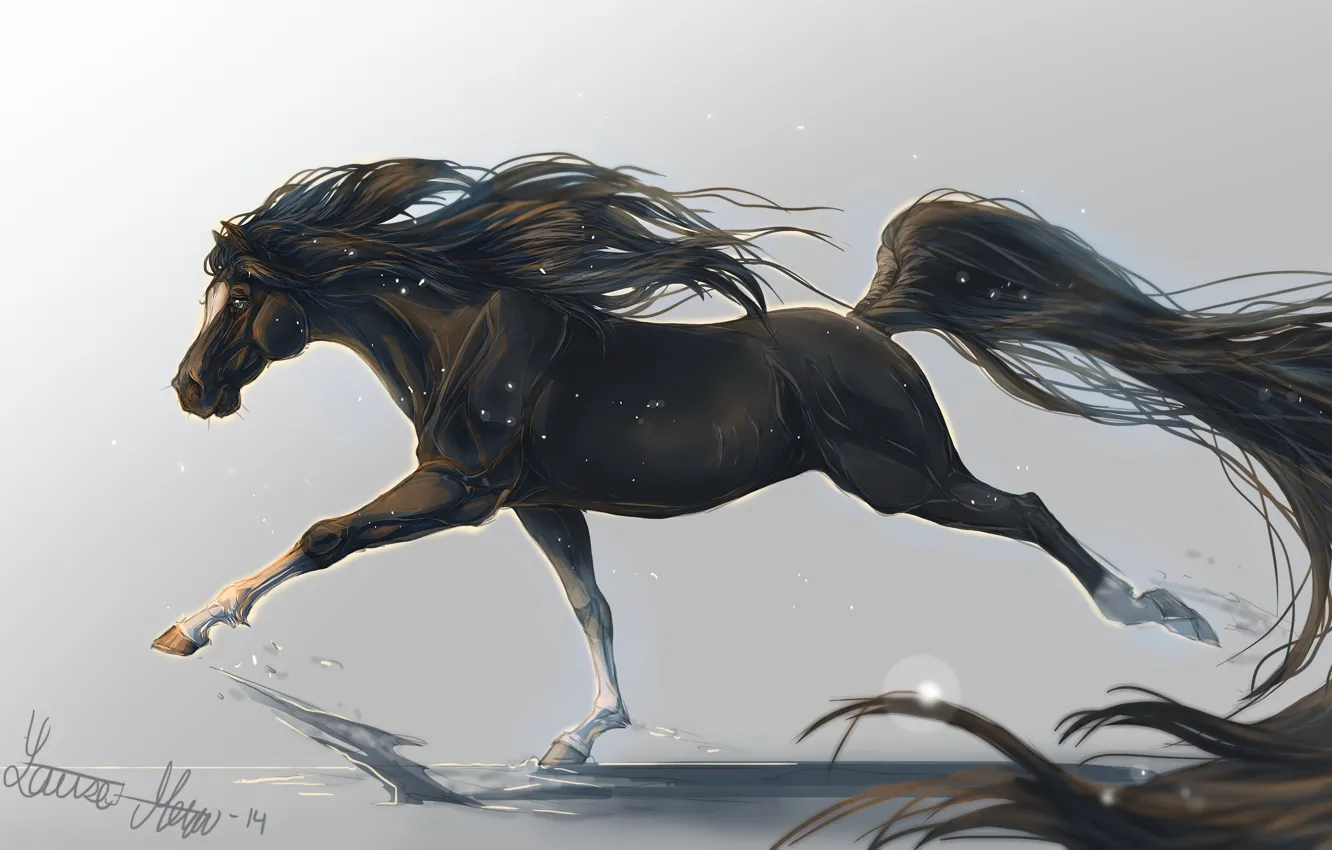 Photo wallpaper animal, horse, horse, art, mane, tail, hooves