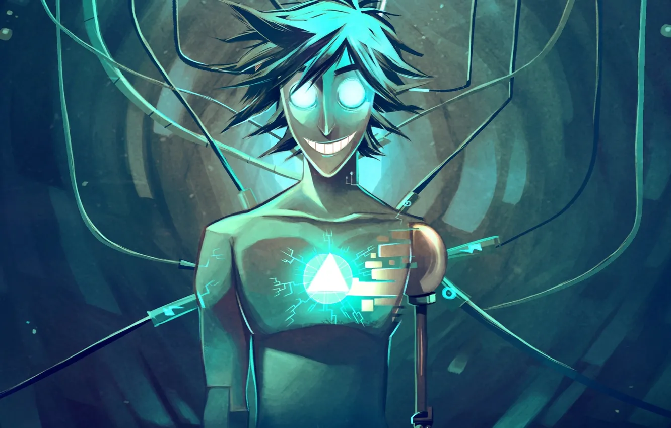 Photo wallpaper smile, wire, robot, art, guy