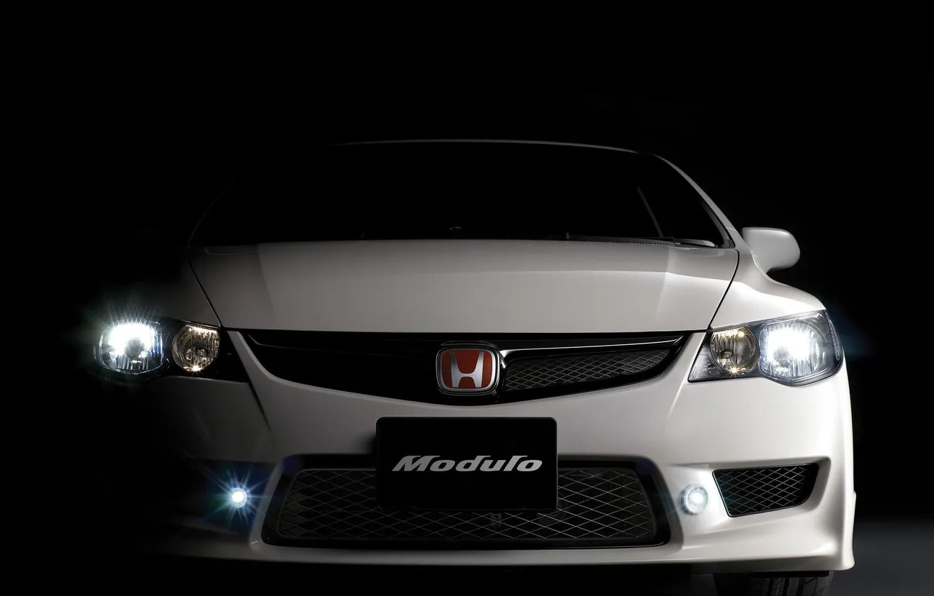 Photo wallpaper lights, logo, the hood, grille, logo, emblem, Honda, Civic