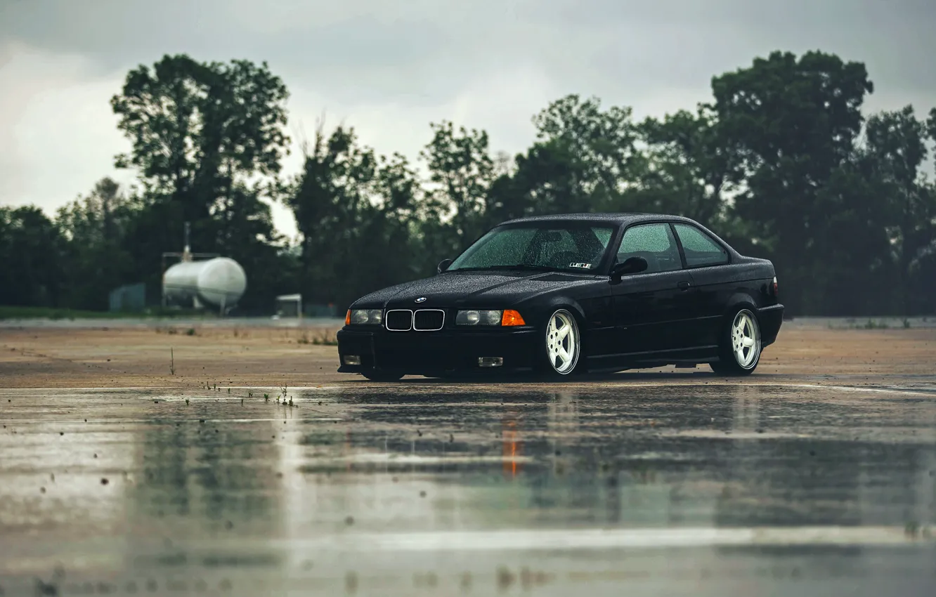 Photo wallpaper rain, BMW, BMW, black, black, E36