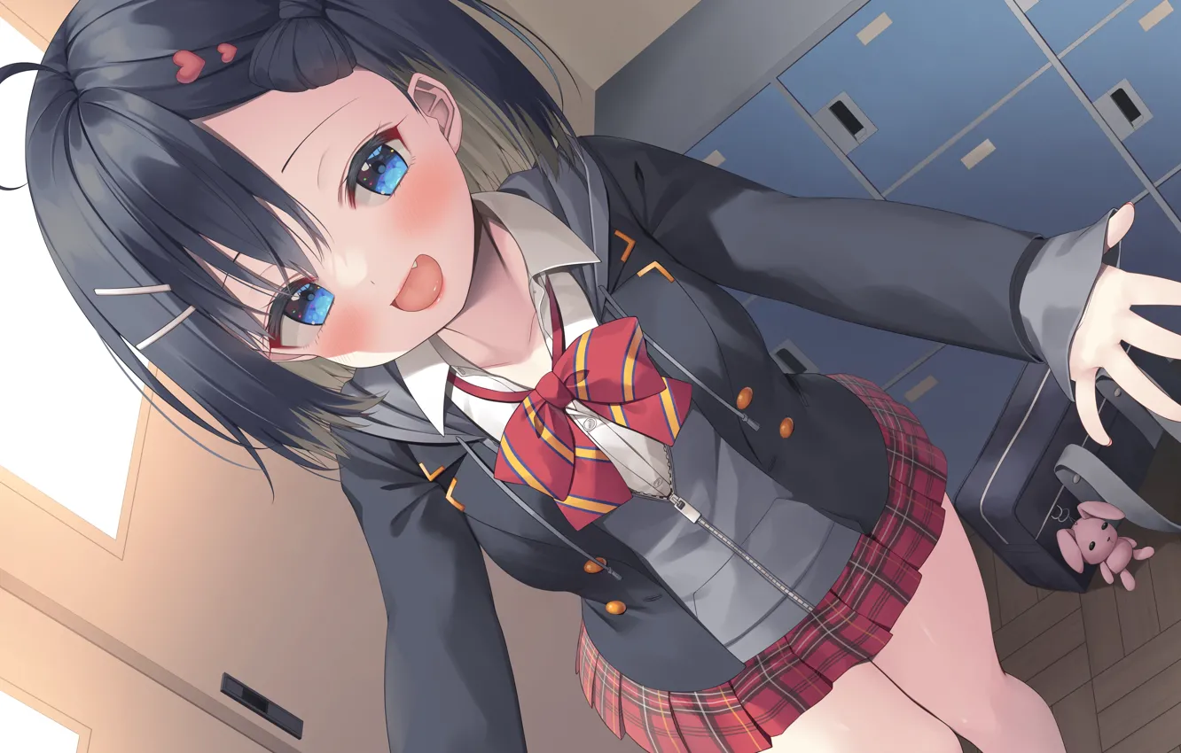 Photo wallpaper smile, girl, form, locker