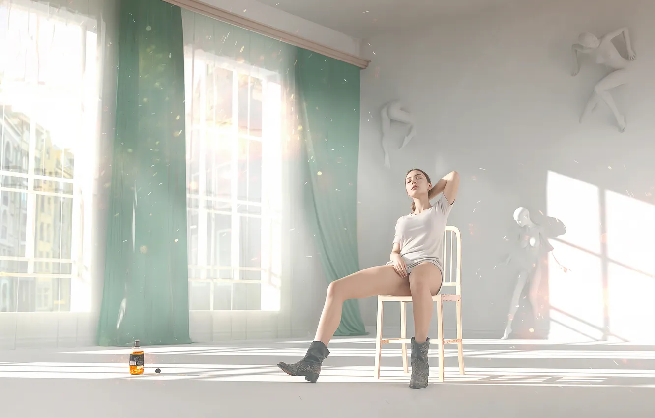 Photo wallpaper girl, dress, beautiful, model, sweet, posing, Charming, Ankle boots