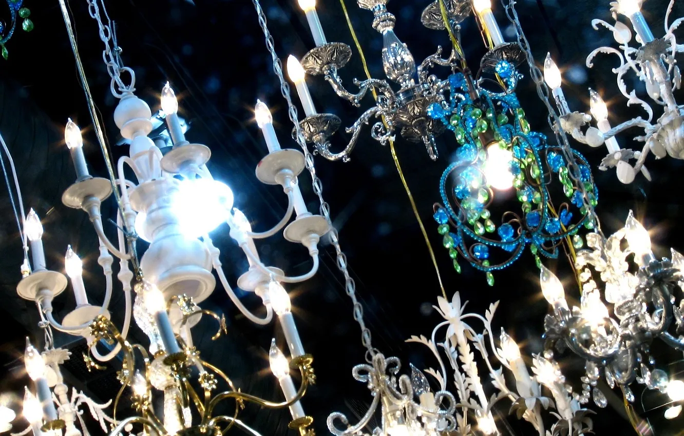 Photo wallpaper light, candles, chandelier