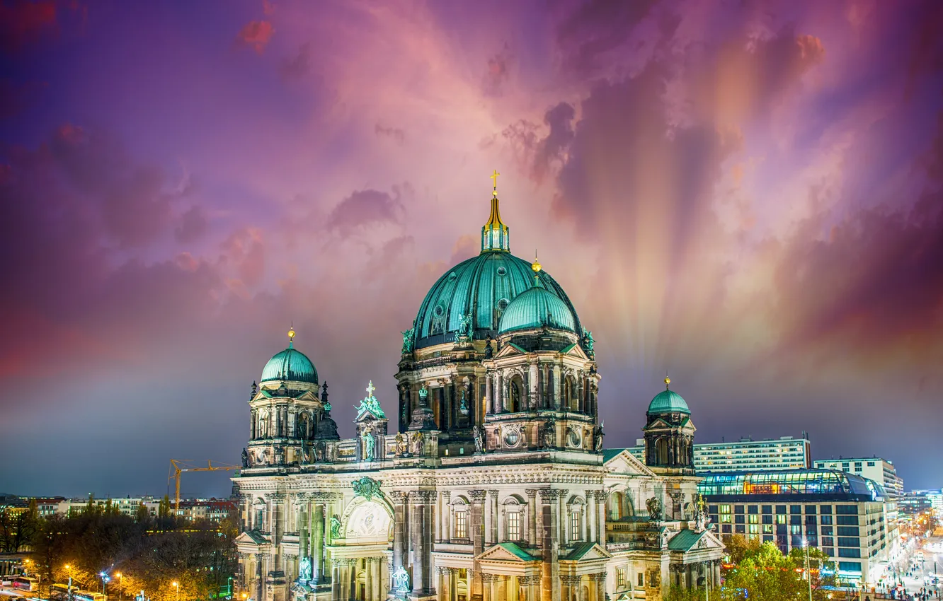 Photo wallpaper night, the city, night lights, Germany, temple, Germany, night, night lights