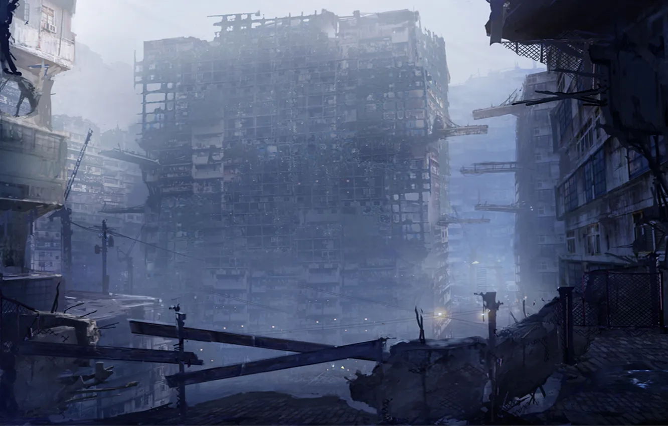 Photo wallpaper the city, ruins, what is left