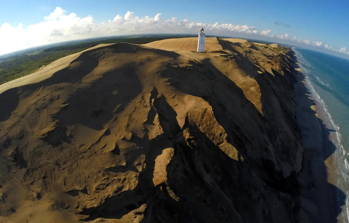 Photo wallpaper sea, the sky, clouds, mountains, lighthouse, Cape