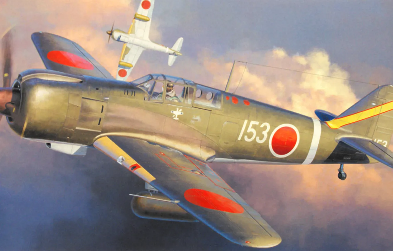 Wallpaper aviation, ww2, painting, Kawasaki Ki-100, war, art images for ...