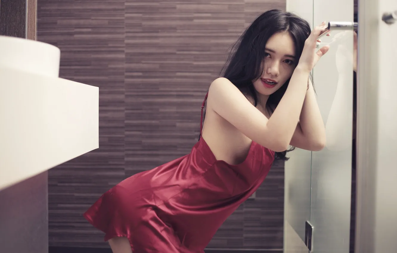 Photo wallpaper look, face, pose, background, model, hair