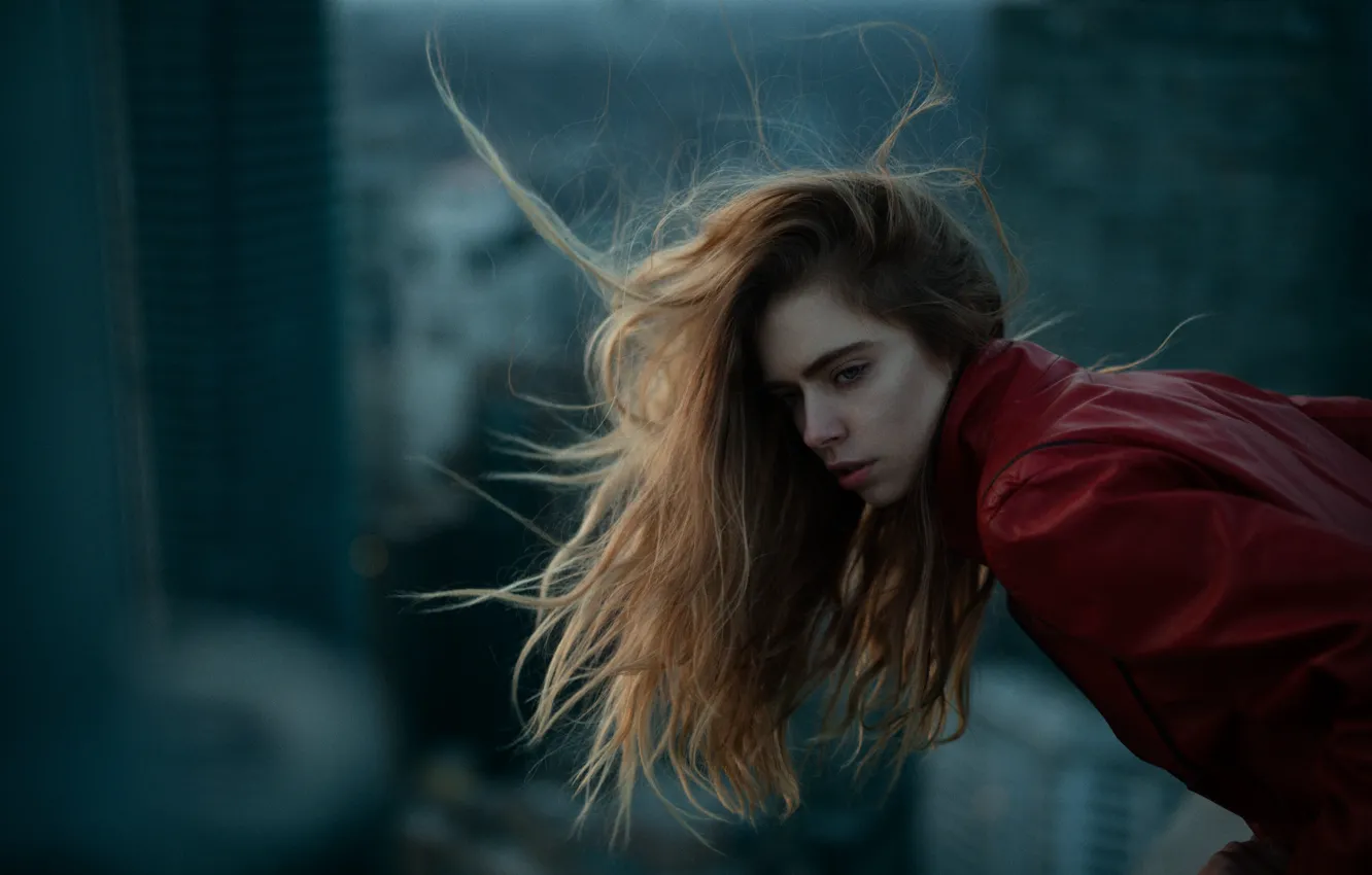 Photo wallpaper girl, face, background, the wind, hair, Marta