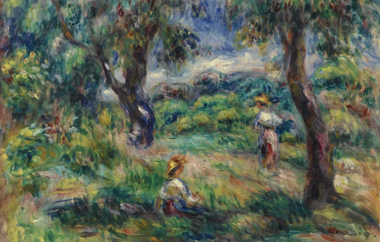 Photo wallpaper landscape, picture, 1915, Pierre Auguste Renoir, Pierre Auguste Renoir, Landscape in Blue