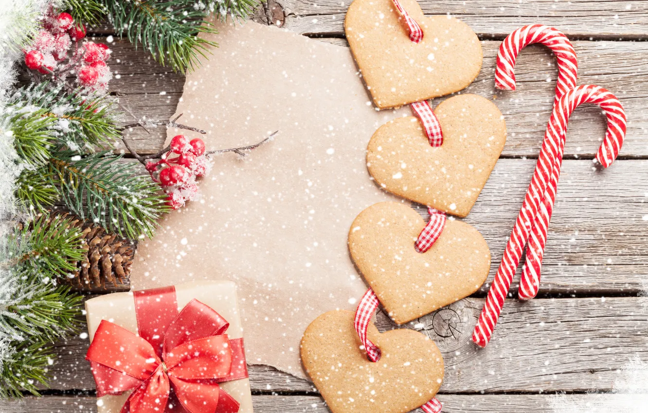 Photo wallpaper decoration, gift, tree, new year, Christmas, Christmas, tree, cookies