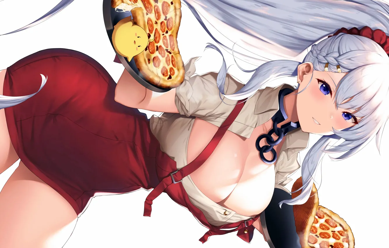 Photo wallpaper girl, sexy, cleavage, long hair, boobs, anime, beautiful, purple eyes