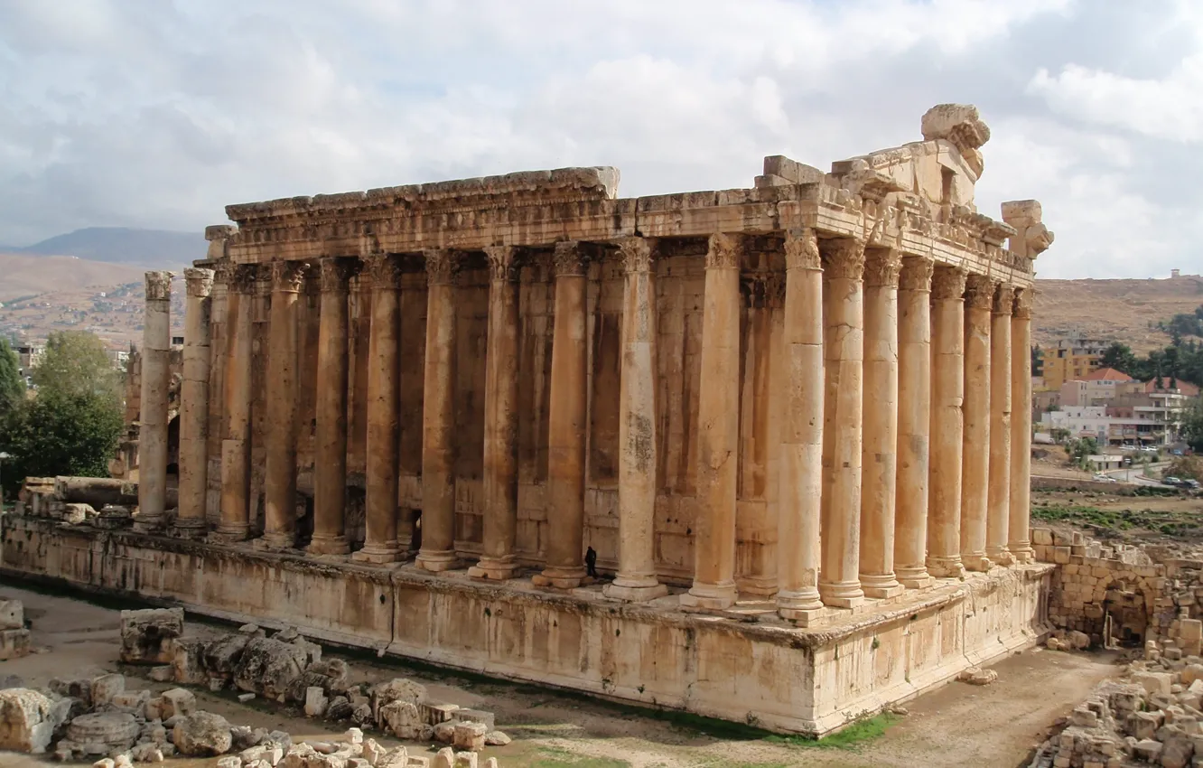 Photo wallpaper ruins, the ancient city, Megalit, Lebanon, Baalbek