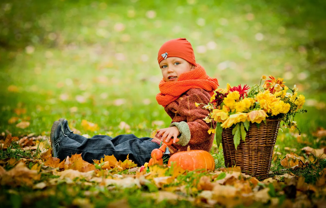 Photo wallpaper autumn, nature, girl