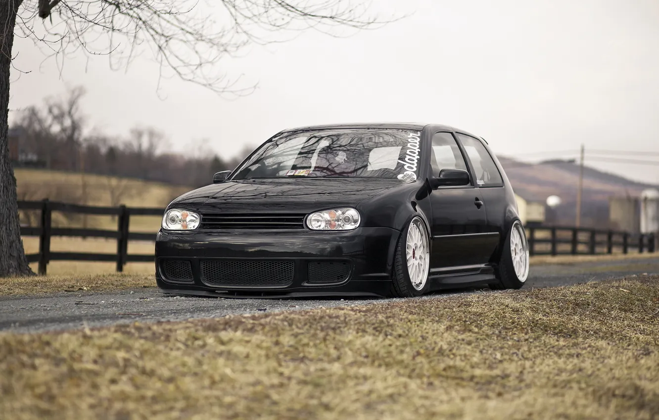 Photo wallpaper black, R32, tuning, the front, gti, low