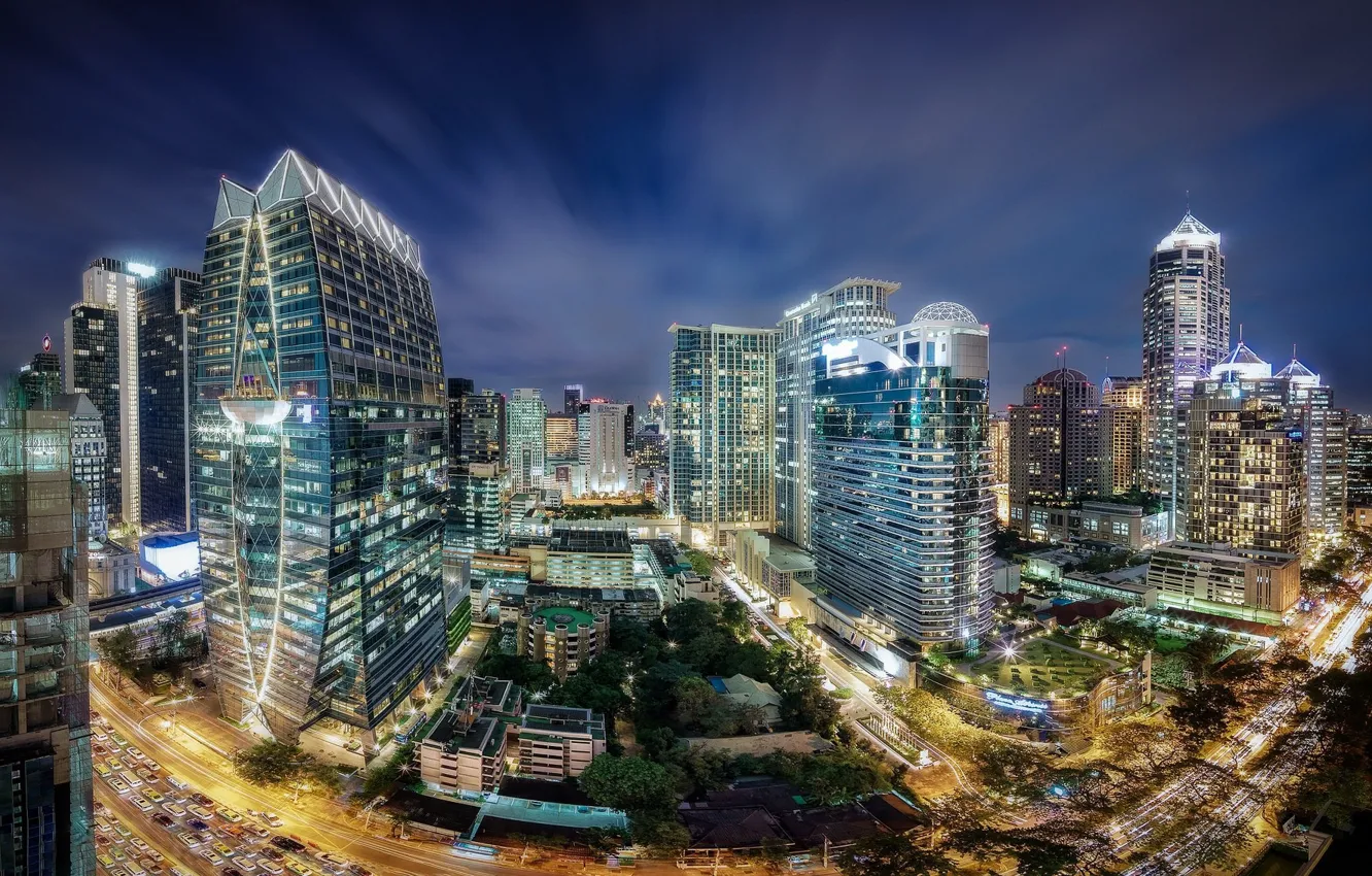 Photo wallpaper road, the city, lighting, Thailand, Bangkok