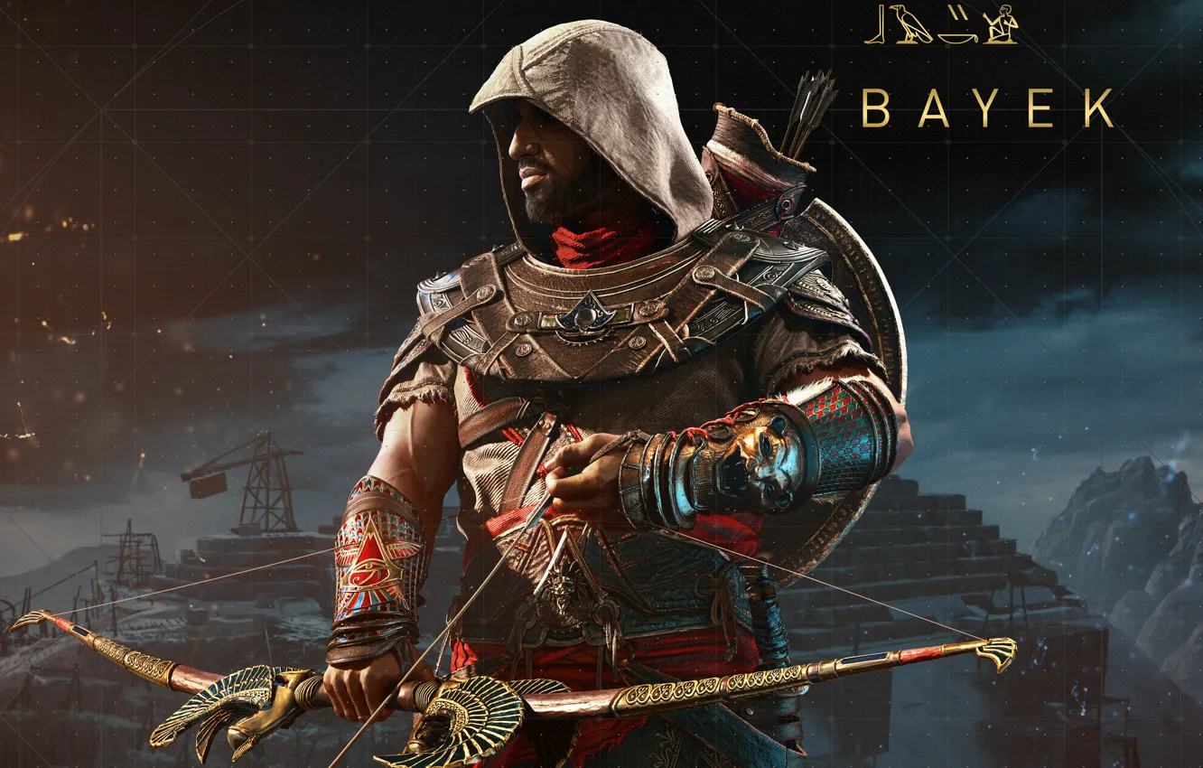 Photo wallpaper weapons, meadow, stories, assassin, Assassin's Creed, Assassin's Creed: Origins, Bayek, Origins