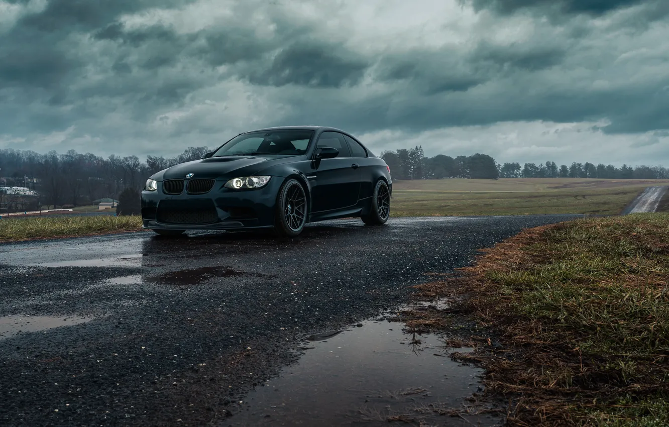 Photo wallpaper bmw, e92, puddle