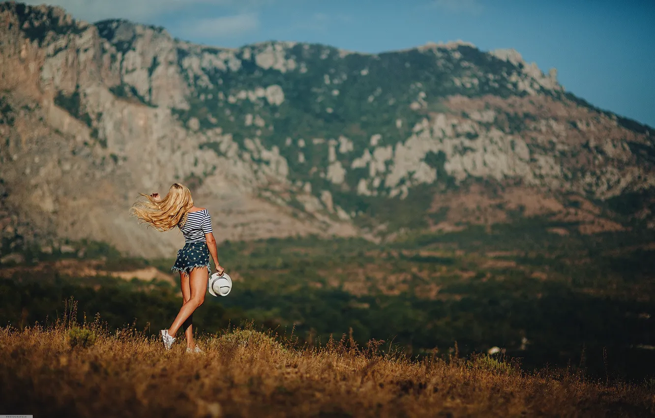 Photo wallpaper girl, nature, pose, hair, Evgeny Freyer
