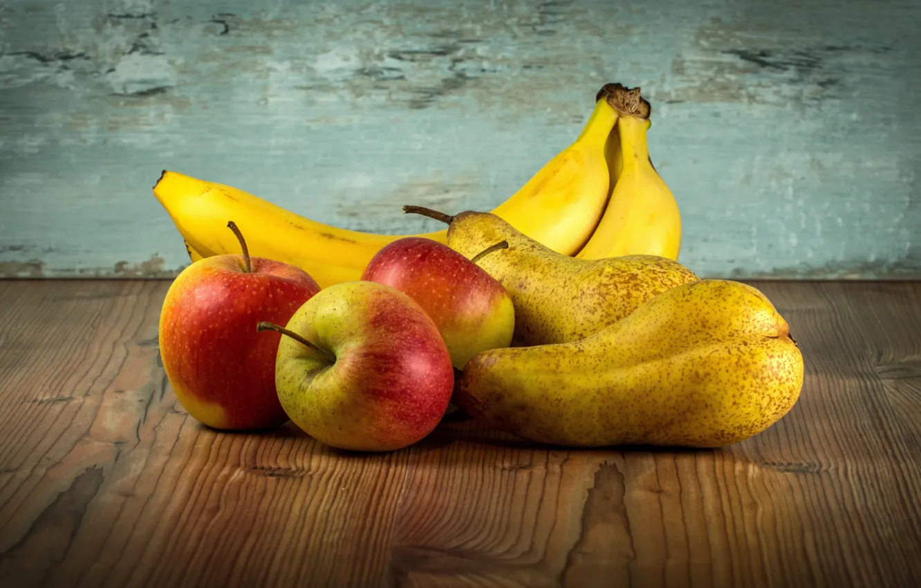 Photo wallpaper apples, bananas, still life, pear