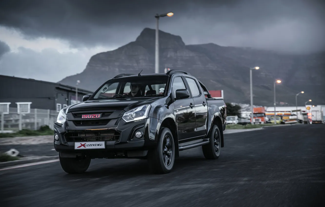 Photo wallpaper asphalt, black, pickup, Isuzu, D-Max, 2019, X-Rider Black