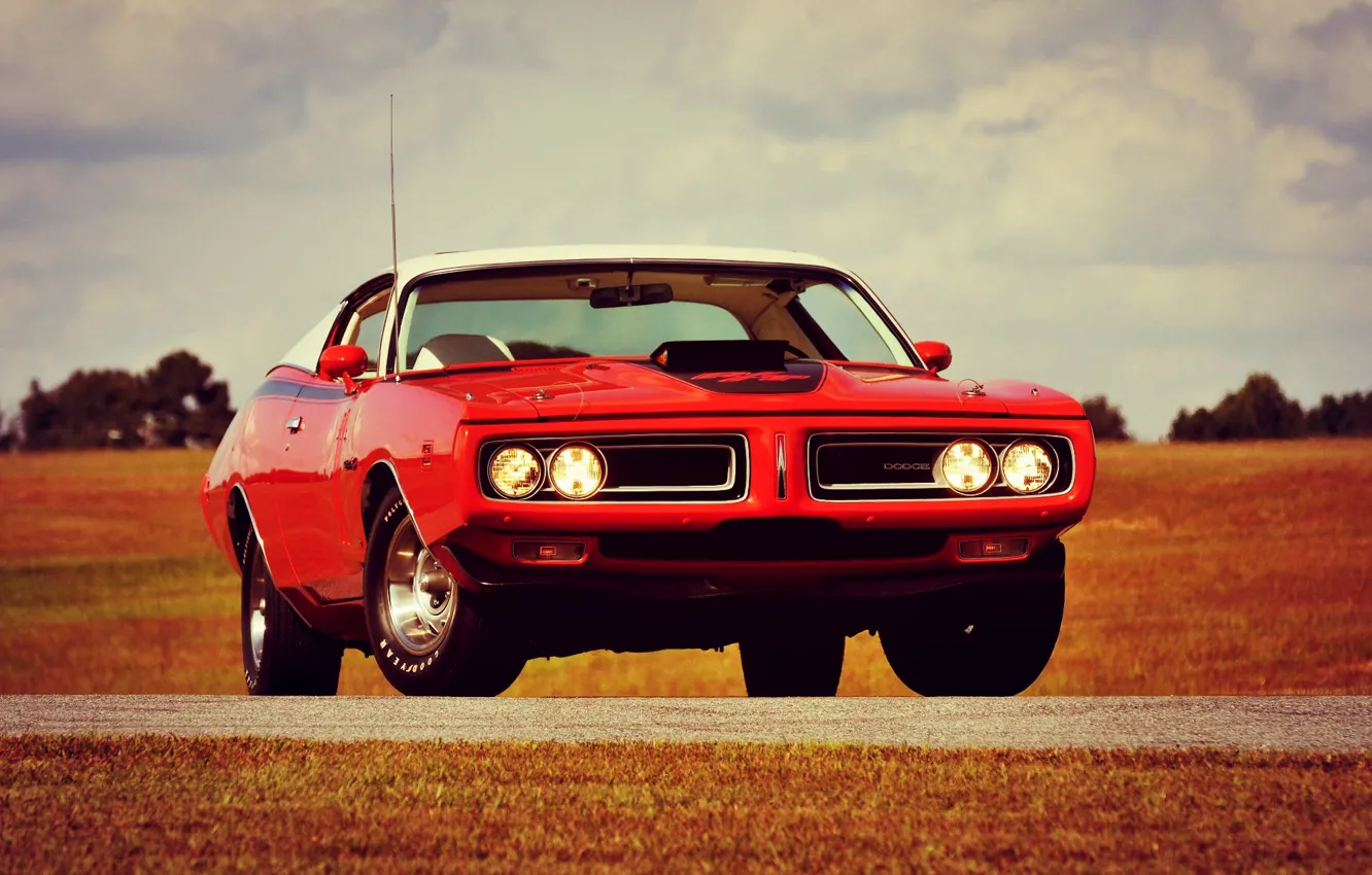 Photo wallpaper Dodge, Red, Car, Classic, Charger, Old, Muscle car, R/T