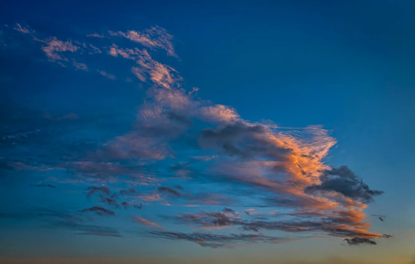 Photo wallpaper the sky, clouds, blue