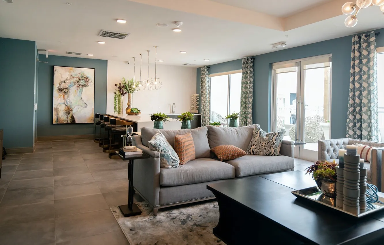 Photo wallpaper design, style, plant, interior, picture, kitchen, living room, dining room