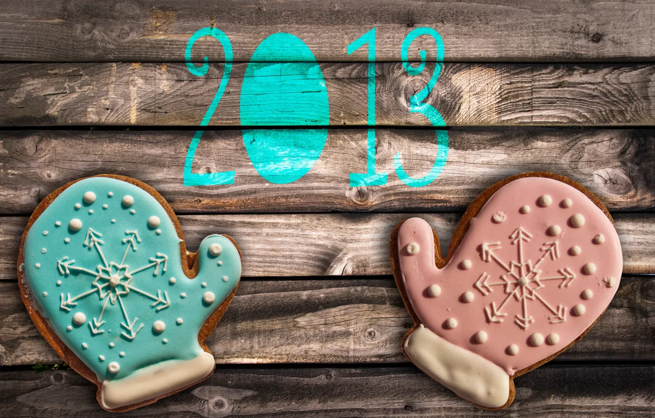 Photo wallpaper table, cookies, glaze, 2013, mittens