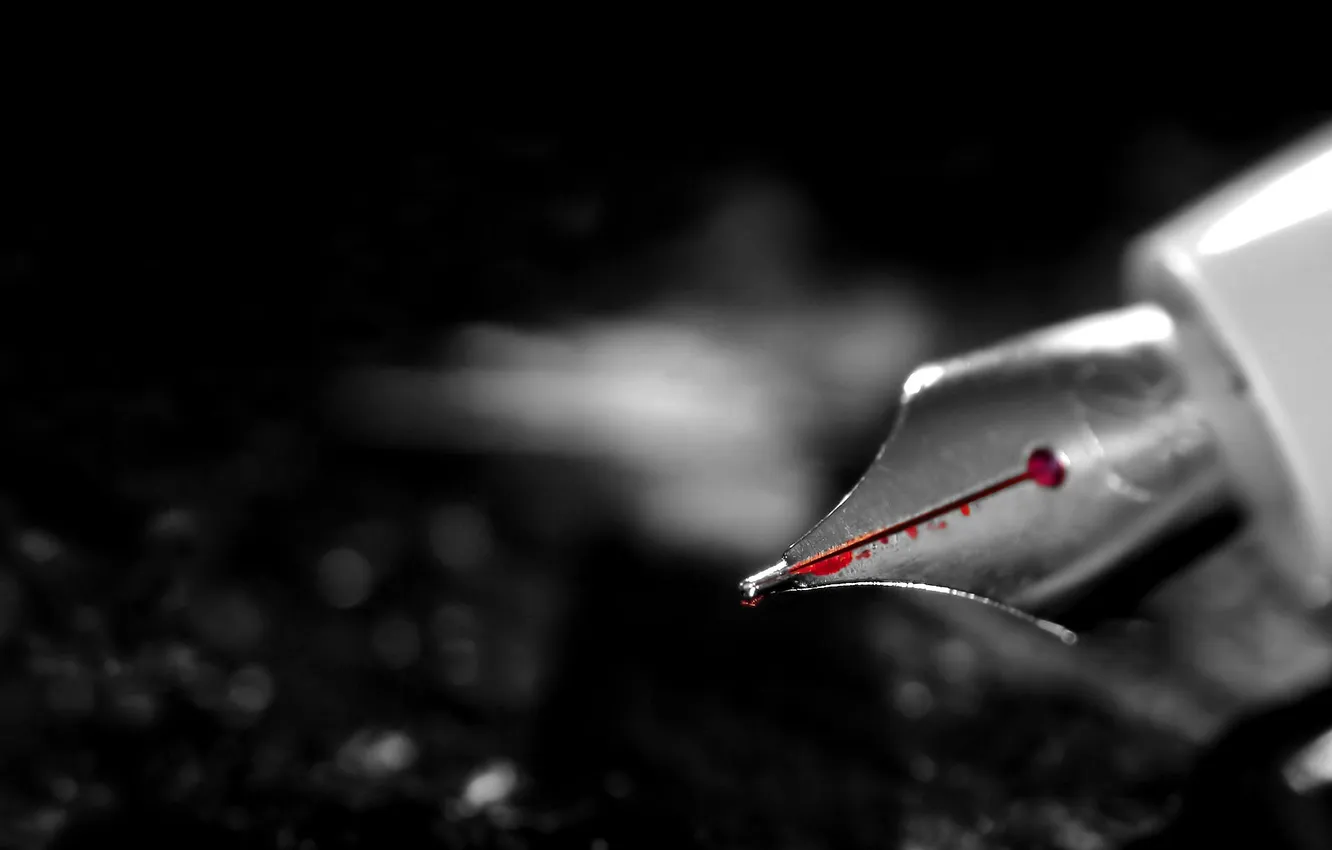 Photo wallpaper red, background, black, feathers, handle, mascara, ink, STARTING