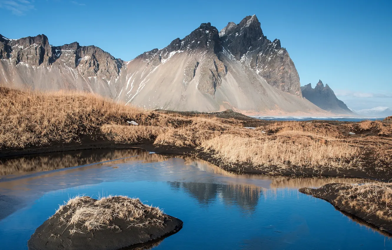 Photo wallpaper mountains, nature, lake