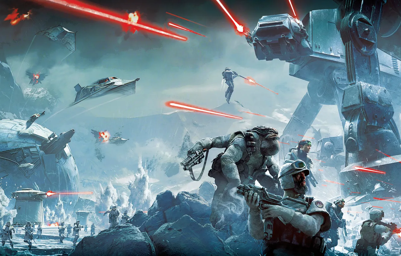 Photo wallpaper ice, cold, drawing, Star Wars Battlefront, vehicles, sci fi weapons