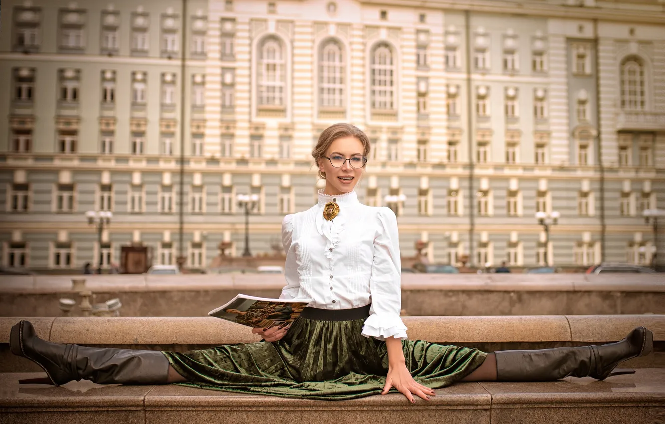 Photo wallpaper girl, sexy, Wallpaper, sweetheart, model, bright, skirt, boots