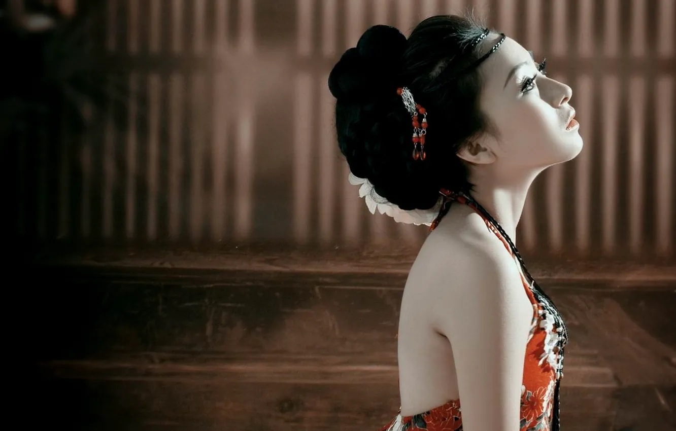 Photo wallpaper girl, beauty, geisha, East, neck, pallor, porcelain