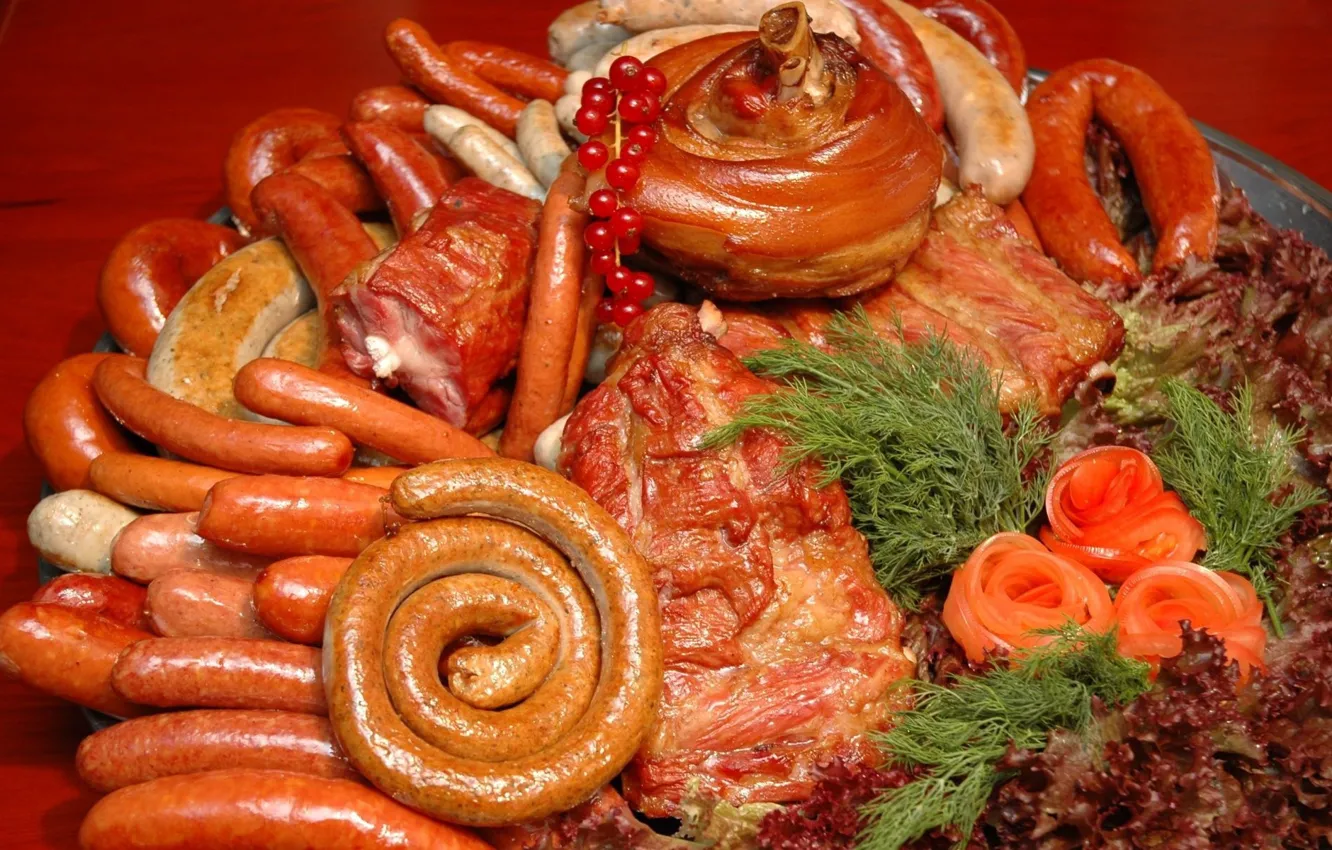 Photo wallpaper food, meat, sausage, sausage