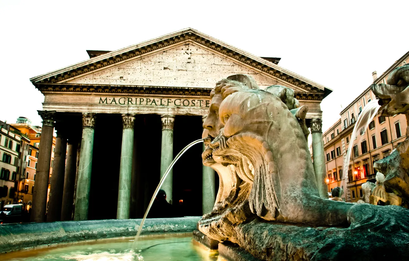 Photo wallpaper Rome, Italy, fountain, Pantheon
