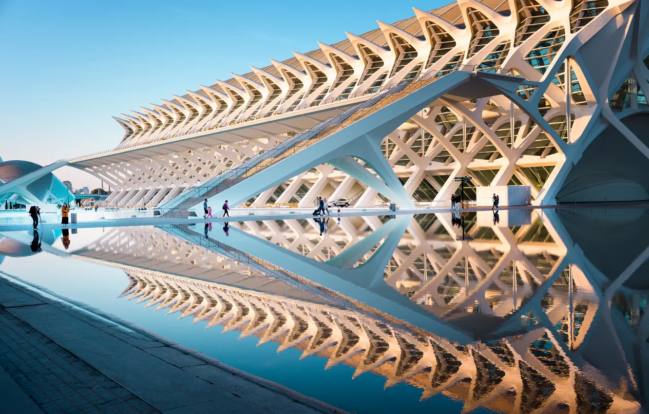 Photo wallpaper the sky, water, machine, reflection, people, construction, structure