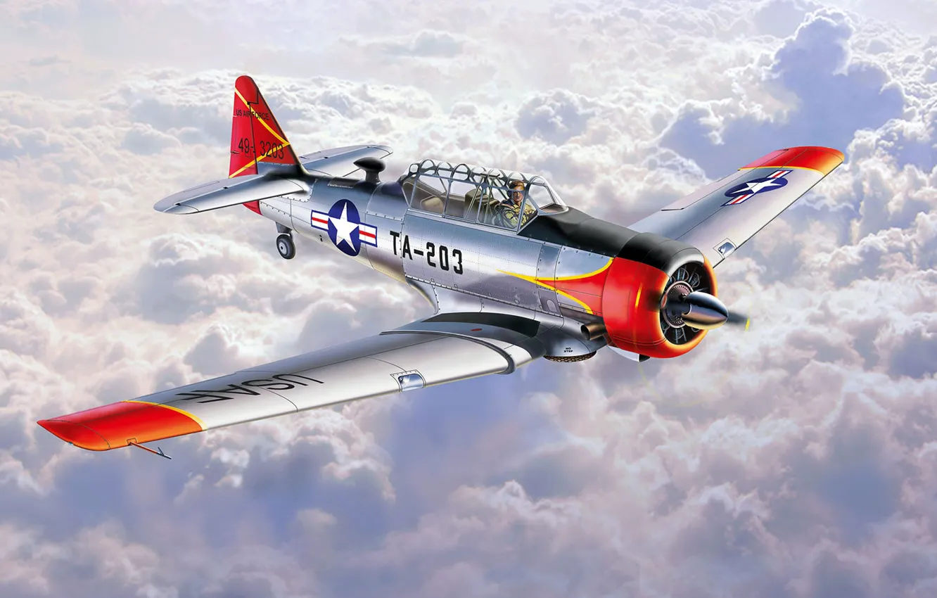 Photo wallpaper United States Air Force, Texan, North American Aviation, T-6G, American light training aircraft